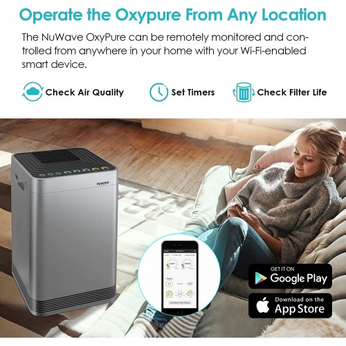 NUWAVE OXYPure Wifi Enabled | Smart Premium 360Deg Air Purifier |20yr Filters| Cleans Viruses | up to 110m2